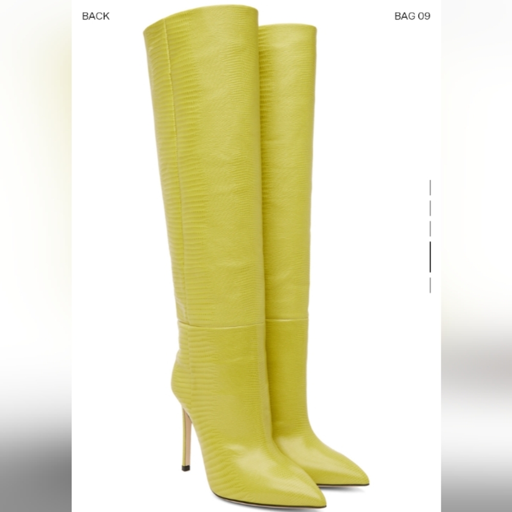 NWT Paris Texas Knee-high Yellow leather Croc Print boots EUR 37.5 US 7.5 Italy